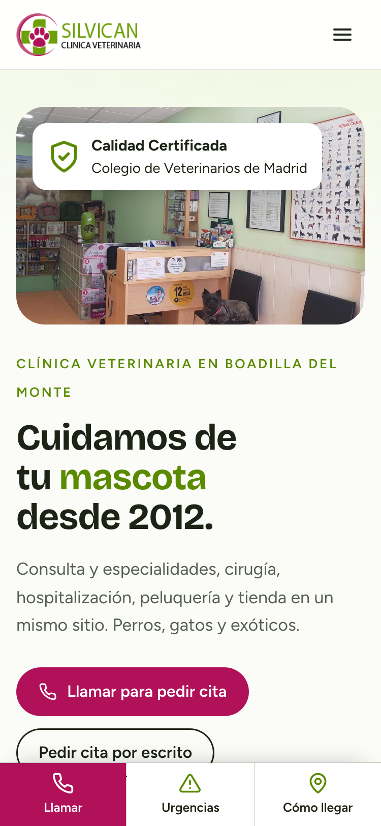 Captura de la web nueva de Silvican en un móvil